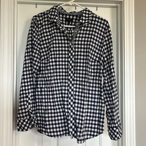 Talbots navy checked long/sleeved shirt